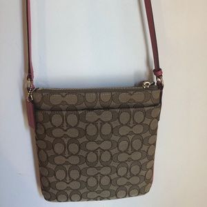 Coach authentic brown and fuscia Crossbody bag